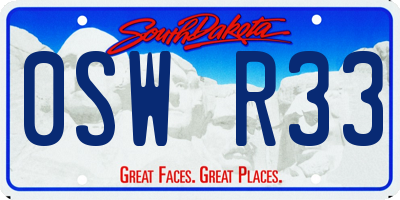 SD license plate 0SWR33