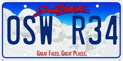 SD license plate 0SWR34