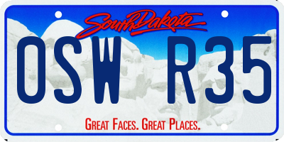 SD license plate 0SWR35
