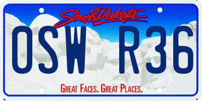 SD license plate 0SWR36