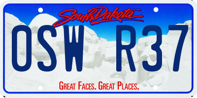 SD license plate 0SWR37