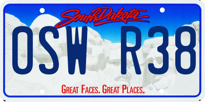 SD license plate 0SWR38
