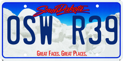 SD license plate 0SWR39