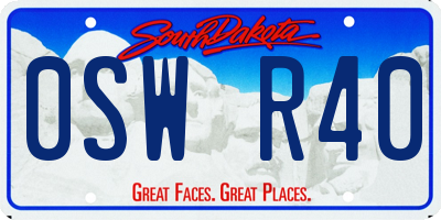SD license plate 0SWR40