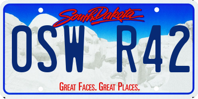 SD license plate 0SWR42