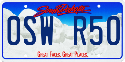 SD license plate 0SWR50