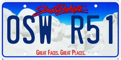 SD license plate 0SWR51