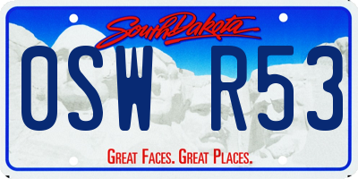 SD license plate 0SWR53