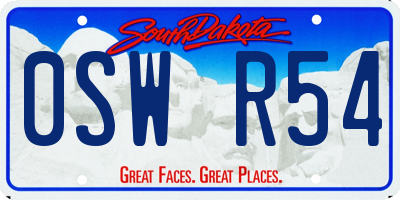 SD license plate 0SWR54