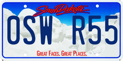 SD license plate 0SWR55
