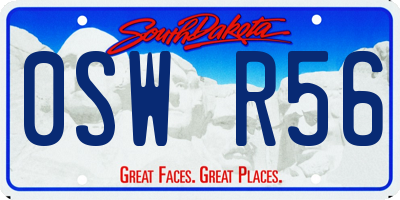 SD license plate 0SWR56