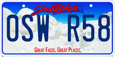 SD license plate 0SWR58