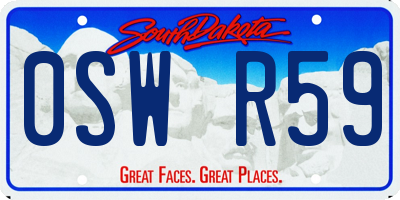 SD license plate 0SWR59