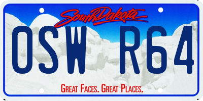 SD license plate 0SWR64