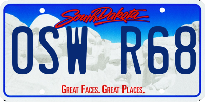SD license plate 0SWR68