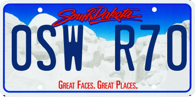 SD license plate 0SWR70