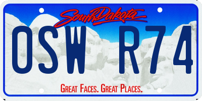 SD license plate 0SWR74