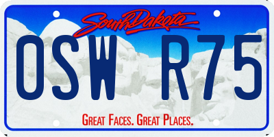 SD license plate 0SWR75