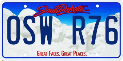 SD license plate 0SWR76