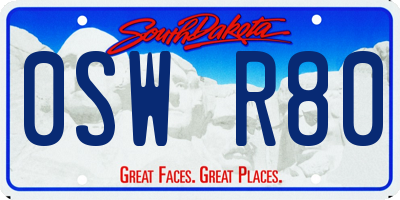 SD license plate 0SWR80
