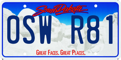 SD license plate 0SWR81