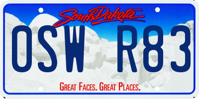 SD license plate 0SWR83
