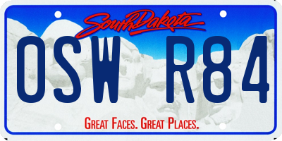 SD license plate 0SWR84