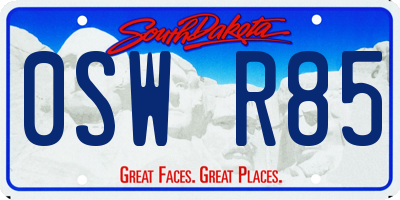 SD license plate 0SWR85