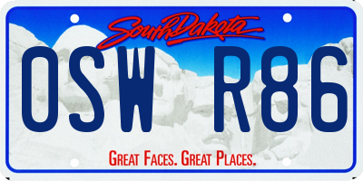 SD license plate 0SWR86