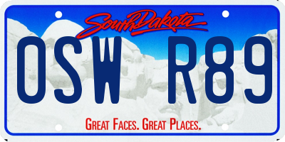 SD license plate 0SWR89