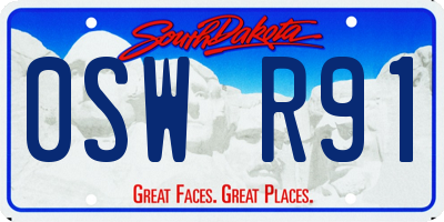SD license plate 0SWR91