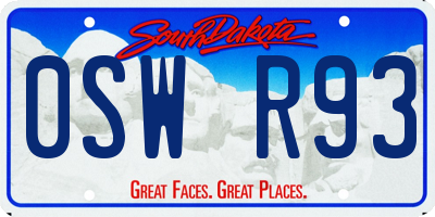 SD license plate 0SWR93