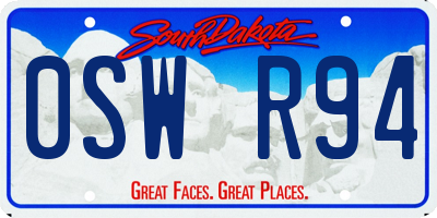 SD license plate 0SWR94