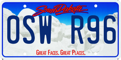 SD license plate 0SWR96