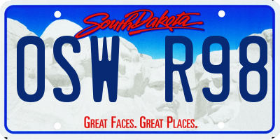 SD license plate 0SWR98