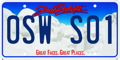 SD license plate 0SWS01