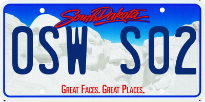 SD license plate 0SWS02