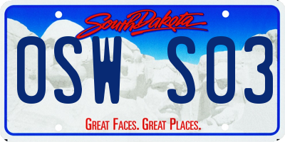 SD license plate 0SWS03