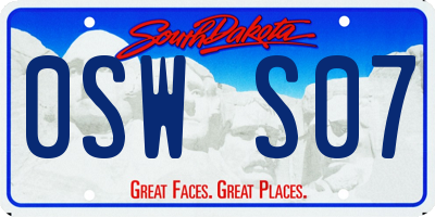 SD license plate 0SWS07