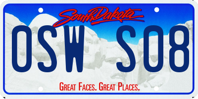 SD license plate 0SWS08