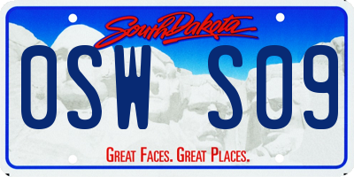 SD license plate 0SWS09