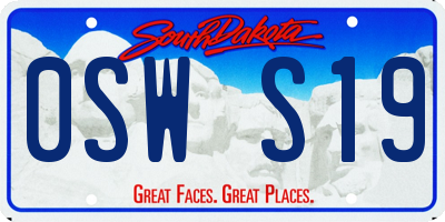 SD license plate 0SWS19