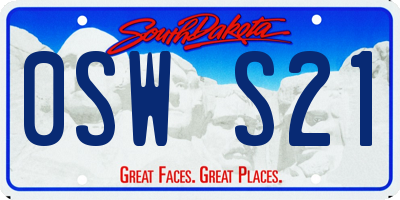 SD license plate 0SWS21