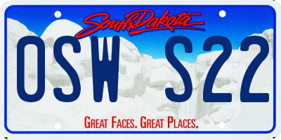 SD license plate 0SWS22