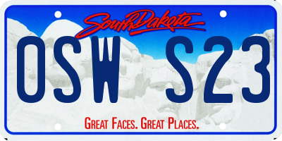 SD license plate 0SWS23