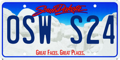 SD license plate 0SWS24