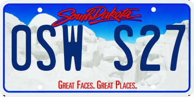 SD license plate 0SWS27