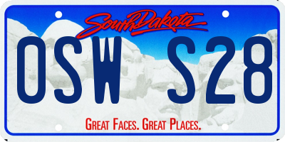 SD license plate 0SWS28