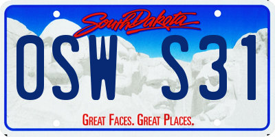 SD license plate 0SWS31