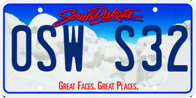 SD license plate 0SWS32
